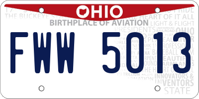 OH license plate FWW5013