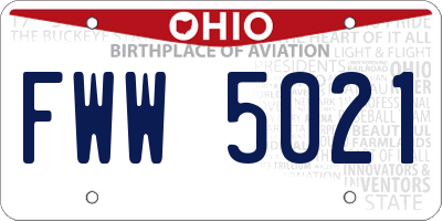 OH license plate FWW5021