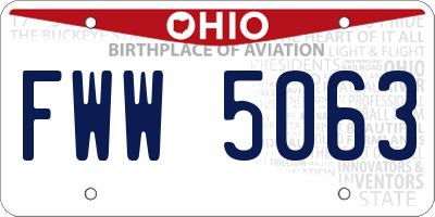 OH license plate FWW5063