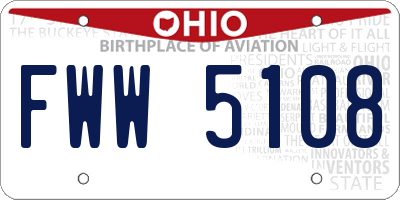 OH license plate FWW5108