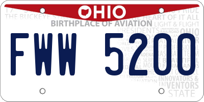 OH license plate FWW5200
