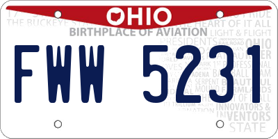 OH license plate FWW5231