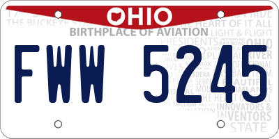OH license plate FWW5245