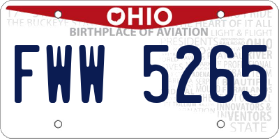 OH license plate FWW5265