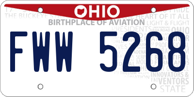 OH license plate FWW5268