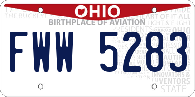 OH license plate FWW5283