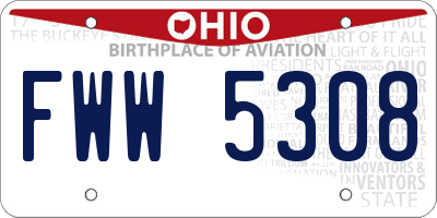 OH license plate FWW5308