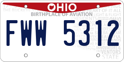 OH license plate FWW5312