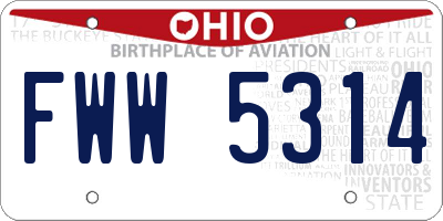 OH license plate FWW5314