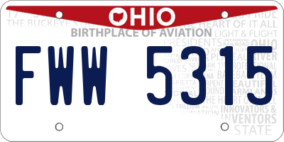 OH license plate FWW5315