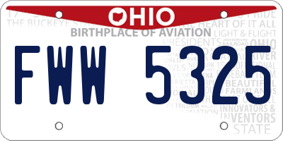 OH license plate FWW5325