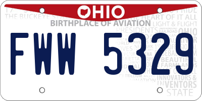 OH license plate FWW5329