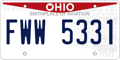 OH license plate FWW5331