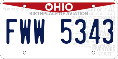 OH license plate FWW5343