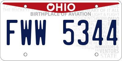 OH license plate FWW5344