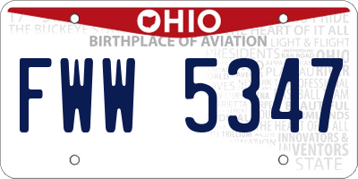 OH license plate FWW5347