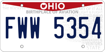 OH license plate FWW5354