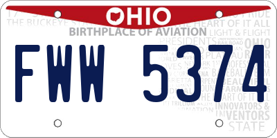 OH license plate FWW5374