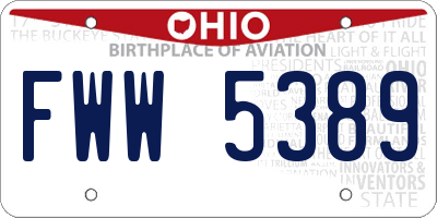 OH license plate FWW5389