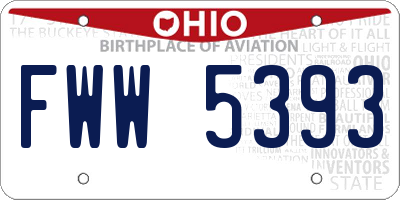OH license plate FWW5393