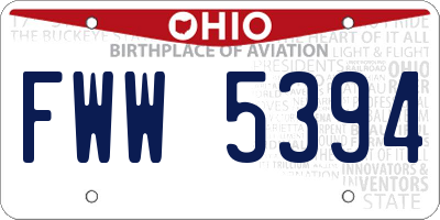 OH license plate FWW5394