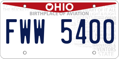 OH license plate FWW5400