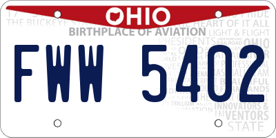 OH license plate FWW5402