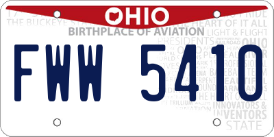OH license plate FWW5410