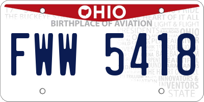 OH license plate FWW5418