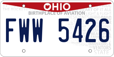OH license plate FWW5426