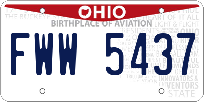 OH license plate FWW5437