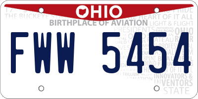OH license plate FWW5454