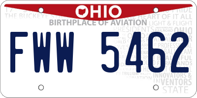 OH license plate FWW5462