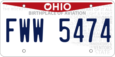 OH license plate FWW5474