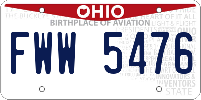 OH license plate FWW5476
