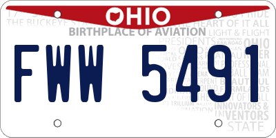 OH license plate FWW5491