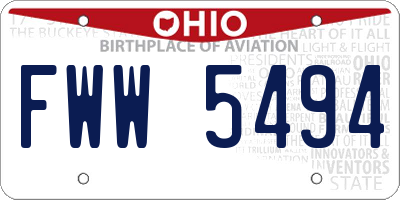 OH license plate FWW5494