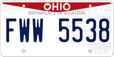 OH license plate FWW5538