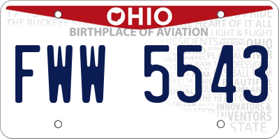 OH license plate FWW5543
