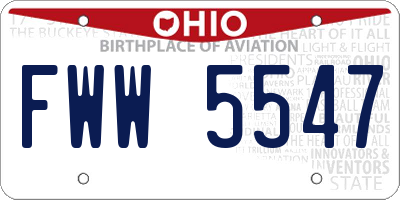 OH license plate FWW5547