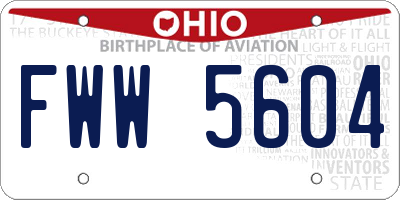 OH license plate FWW5604