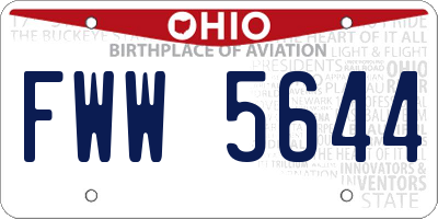 OH license plate FWW5644