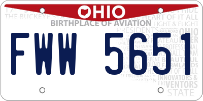 OH license plate FWW5651