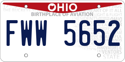 OH license plate FWW5652