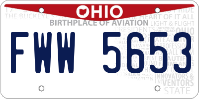 OH license plate FWW5653