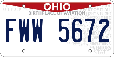 OH license plate FWW5672