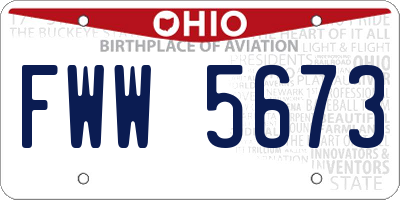 OH license plate FWW5673
