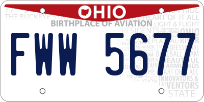 OH license plate FWW5677