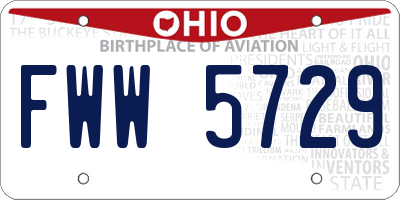 OH license plate FWW5729