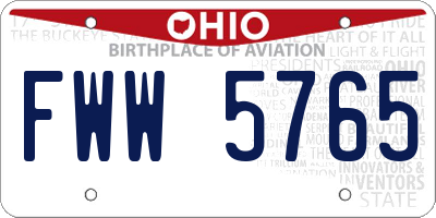 OH license plate FWW5765